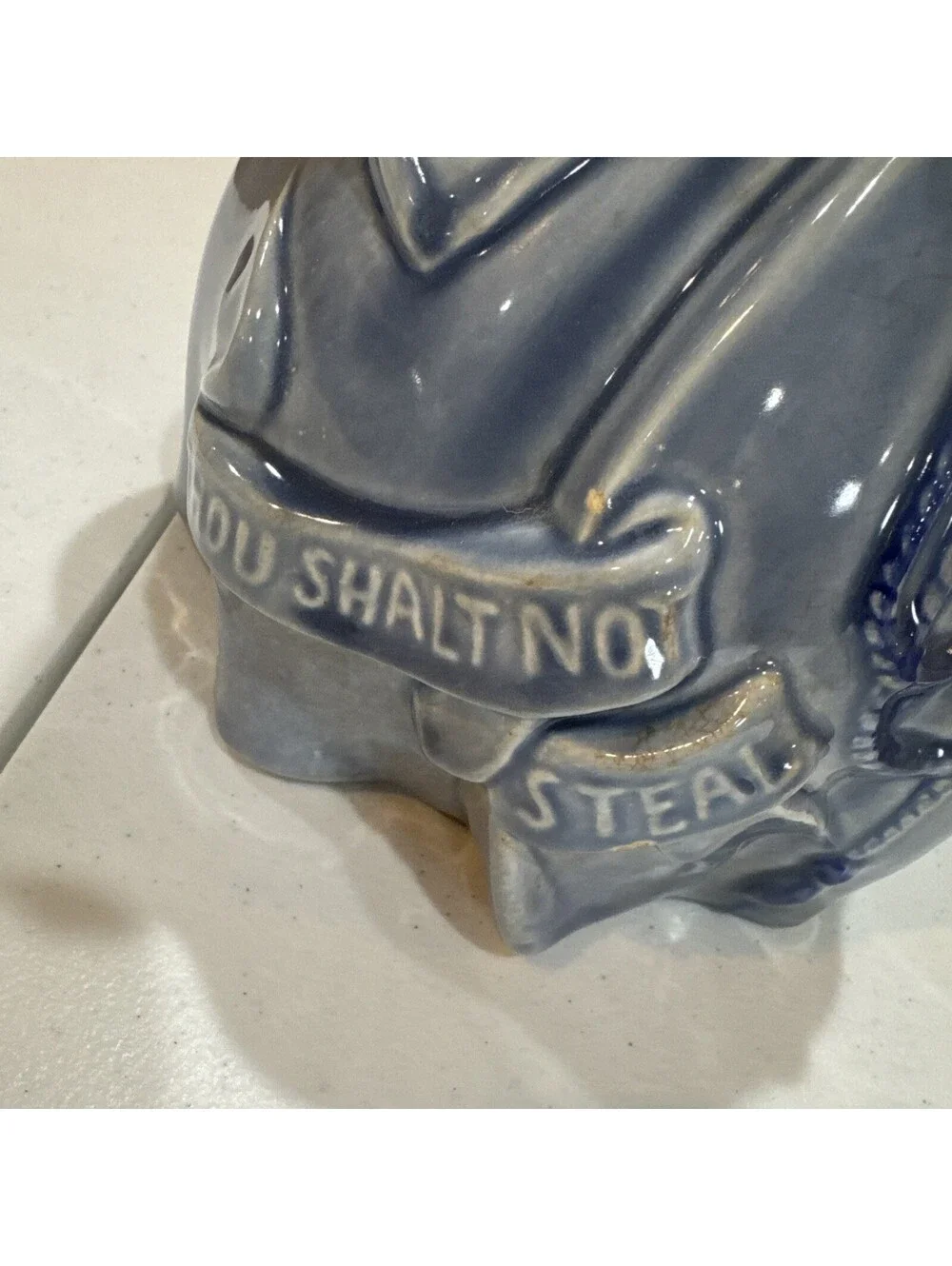 Vtg. Red Wing Pottery Blue Friar Tuck Monk Cookie Jar Thou Shalt Not Steal 1941